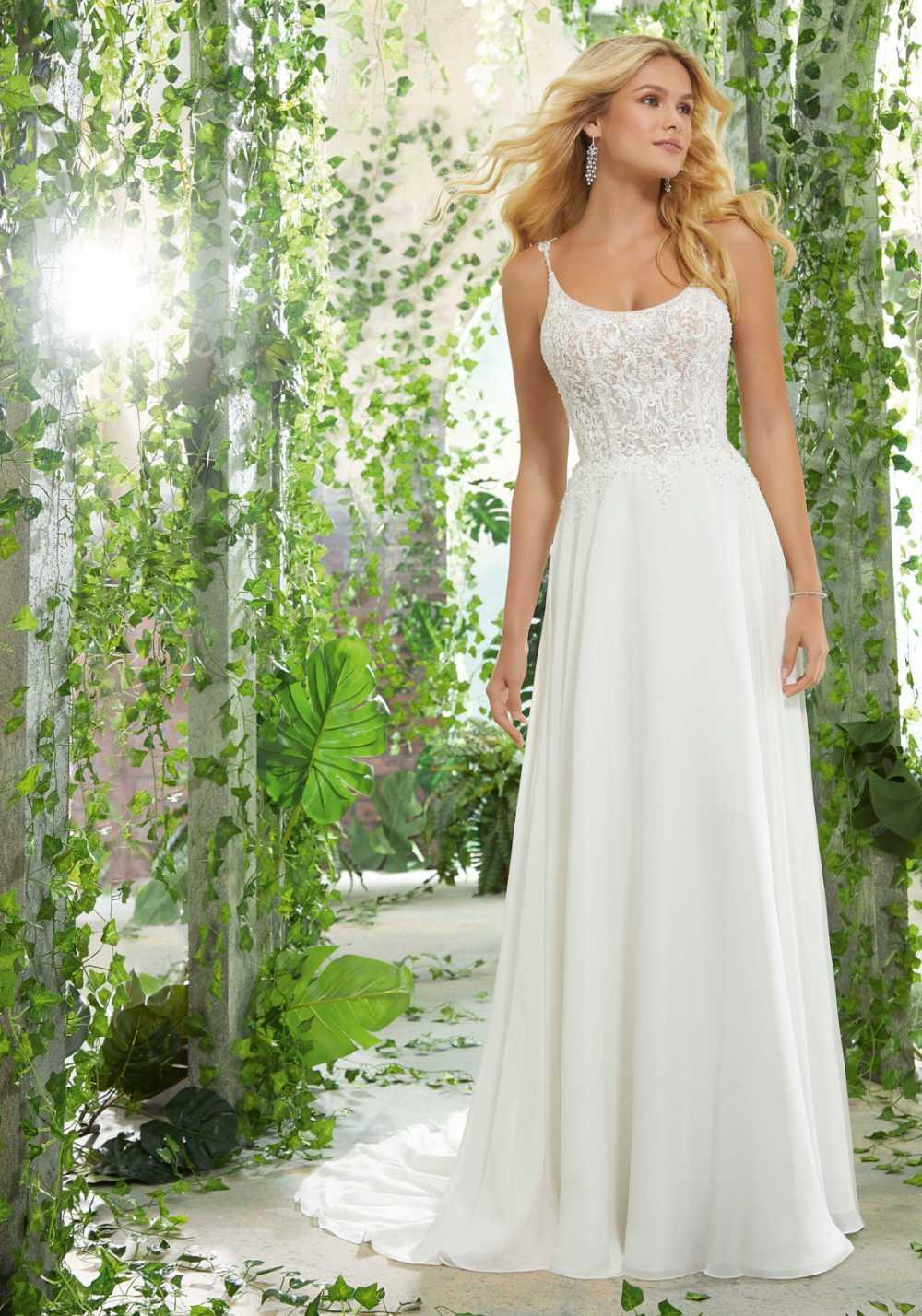 Mori lee chiffon wedding hot sale dress